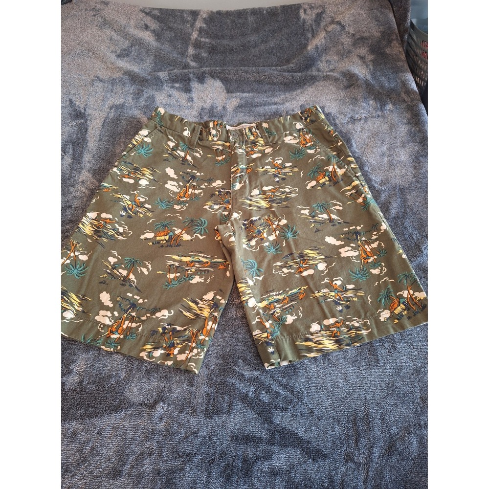 Old Navy Surplus‎ Co. Shorts Mens 32 Green Chino Tiki Surf Man Novelty Print